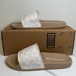 Coach Women's Udele Sport Slide In Signature Canvas - Chalk/Taupe - 11